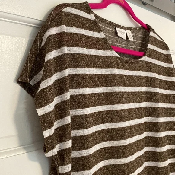 Chico’s striped, cap-sleeve t-shirt. Size 2 (10/L). - Picture 2 of 8